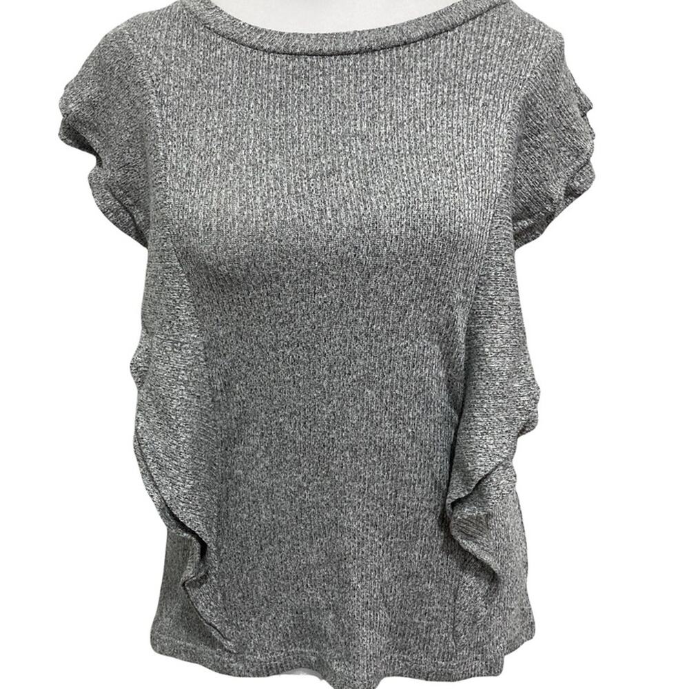 NWT BB Dakota Milky Way Knit Top size S Marled Gray Ruffle Sleeveless NEW
